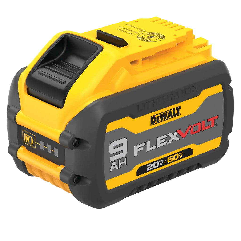 DEWALT DCB609 FLEXVOLT 9Ah battery top angled view