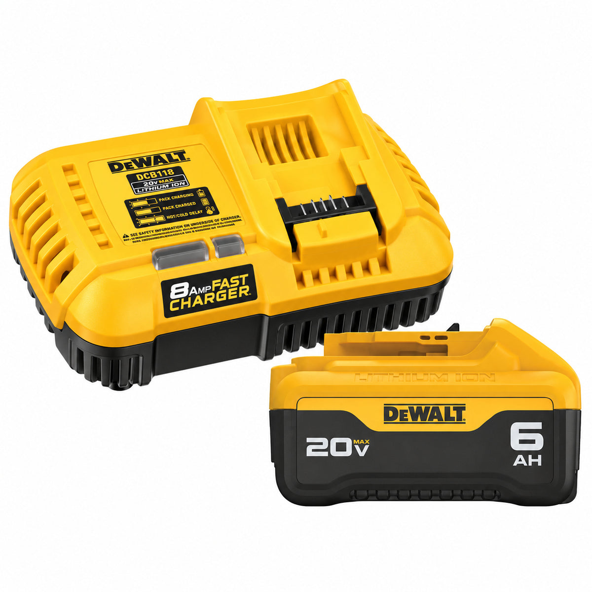 DEWALT DCB206 6.0Ah battery and DCB118 8 Amp Fast Charger