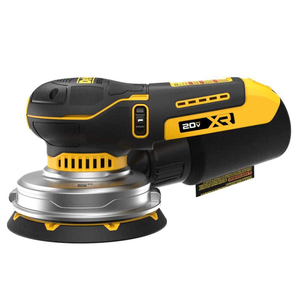 DEWALT DCW211B 20V MAX XR 5 inch random orbital sander tool only, original side view on white background