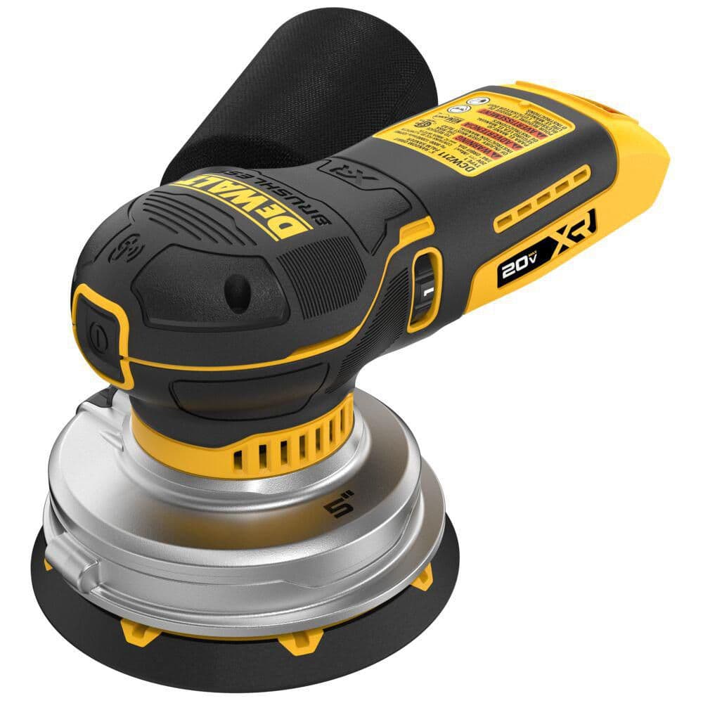 DEWALT DCW211B 20V MAX XR 5 inch random orbital sander tool only, original top three-quarter view on white background