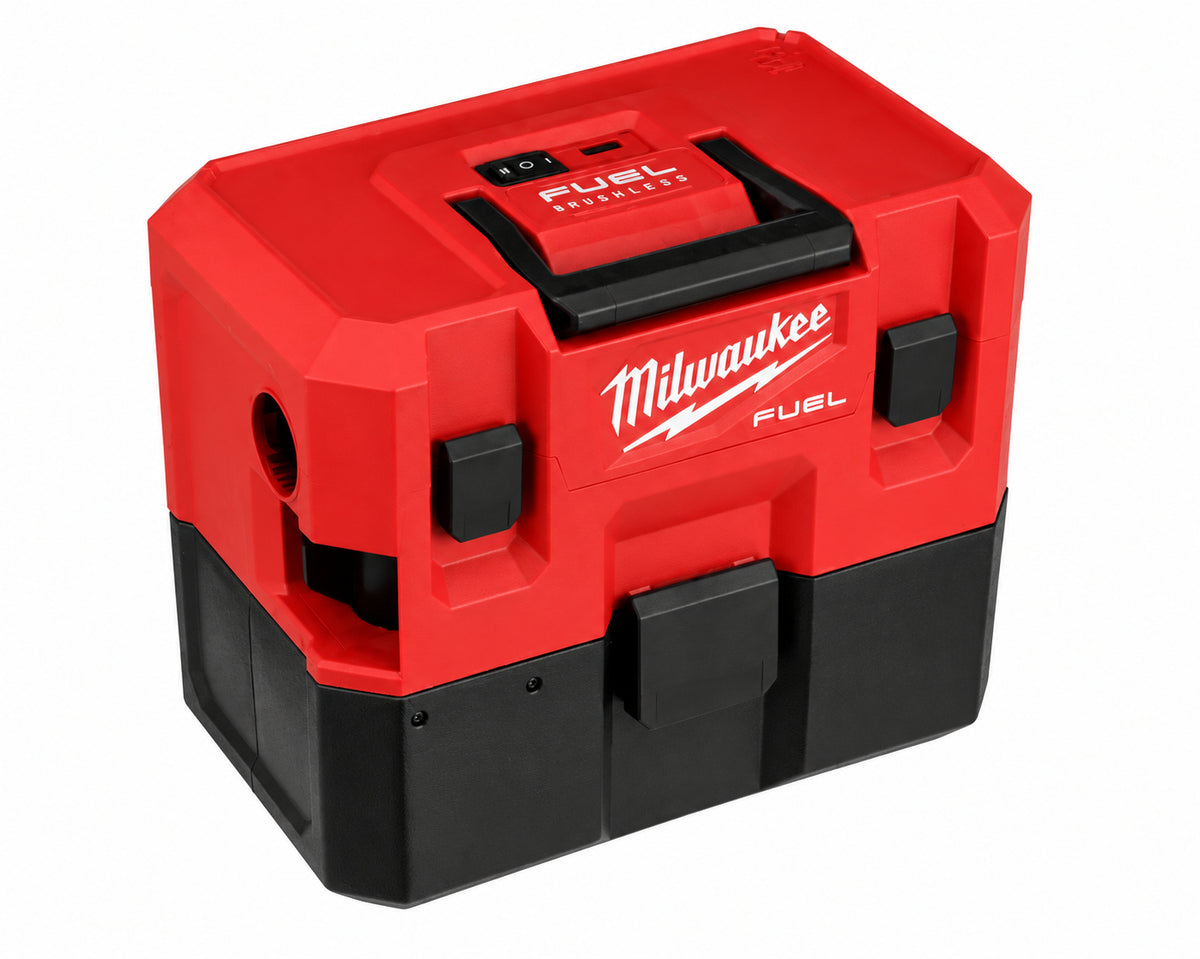 Milwaukee 0960-20 M12 FUEL wet dry vacuum only, top front view, white background