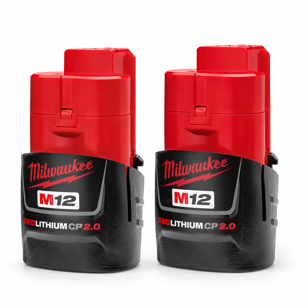 Two included Milwaukee M12 CP2.0 batteries – edited detail view