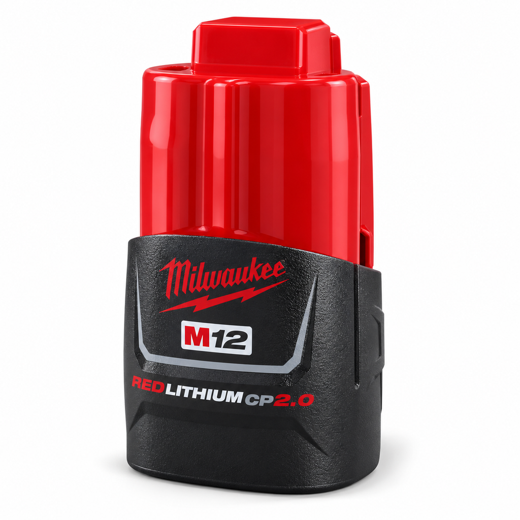 Milwaukee M12 CP2.0 battery – edited angle view