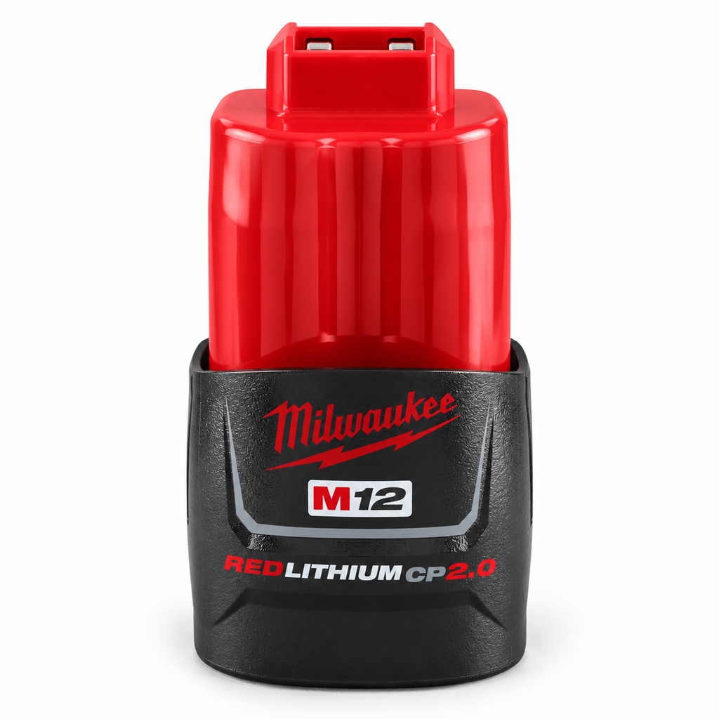 Milwaukee M12 CP2.0 battery – edited elevated view
