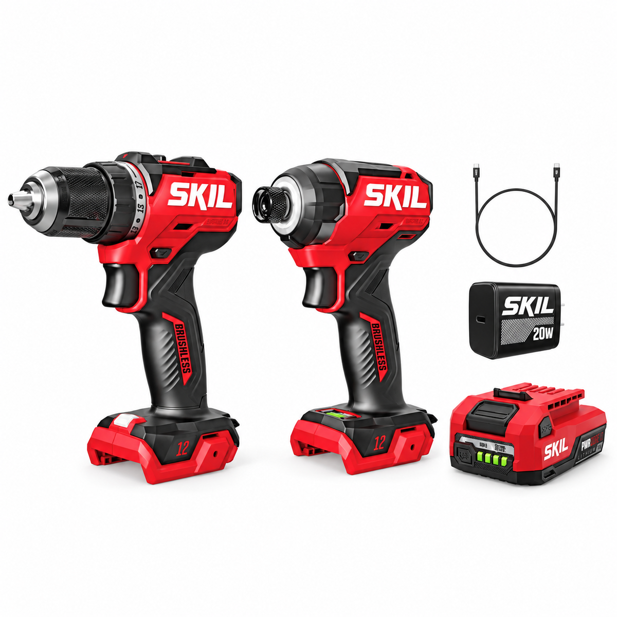 SKIL CB8429A-11 PWR CORE 12 Brushless Drill & Impact Driver Combo Kit — product view 1