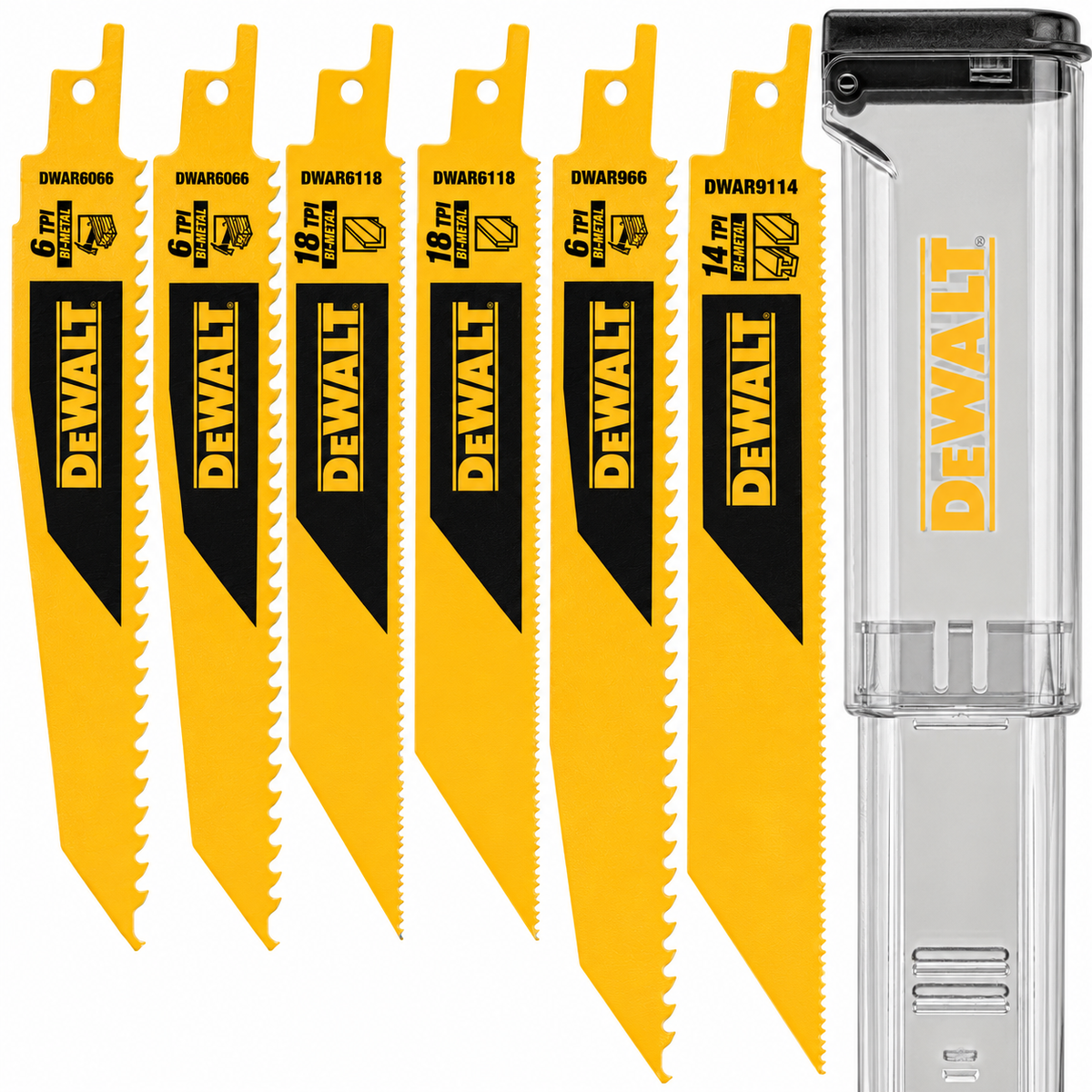 DEWALT DWAR6SETCS Bi-Metal Reciprocating Saw Blade Set — 6 Pieces — product detail 3