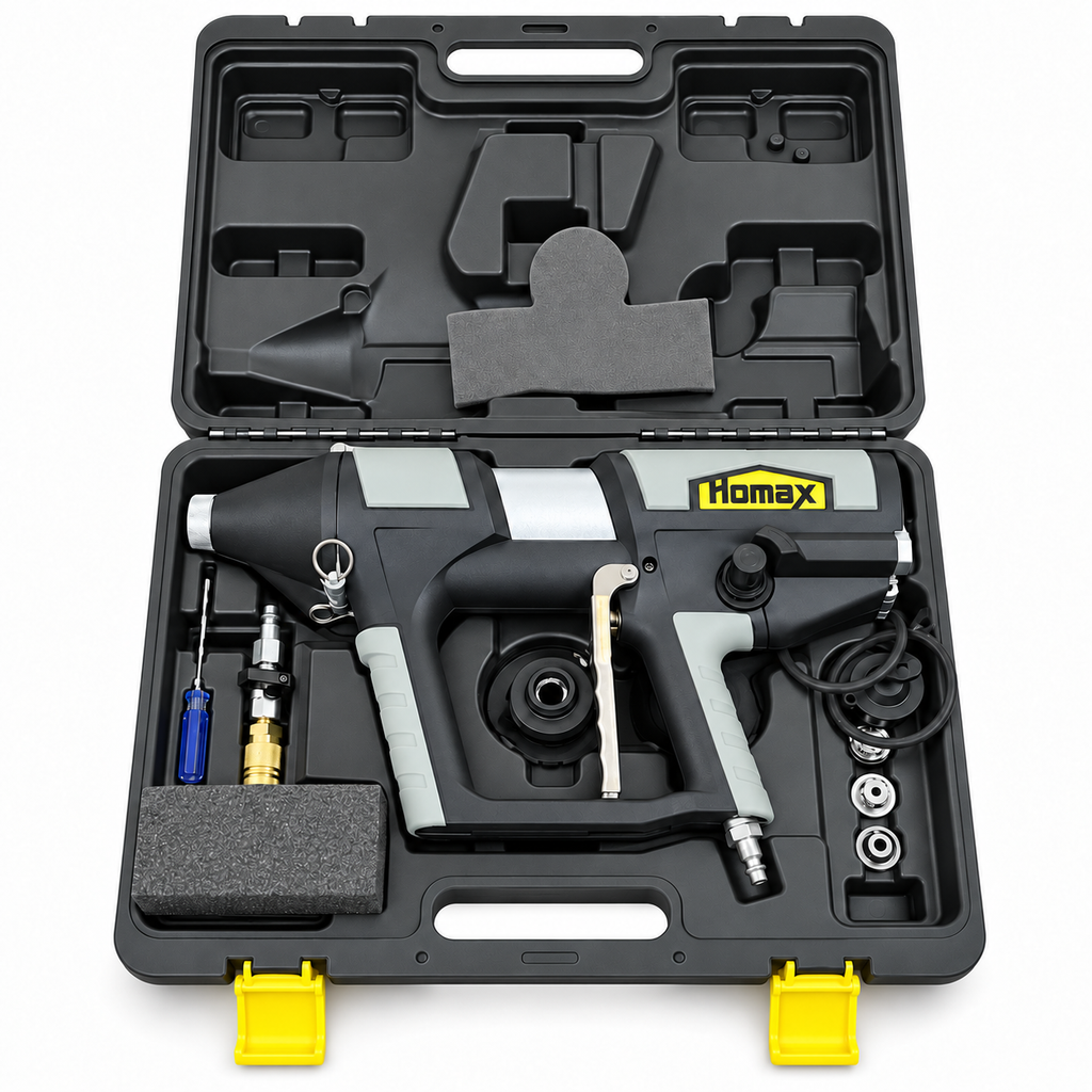 Homax TP01 sprayer with open carry case and included accessories
