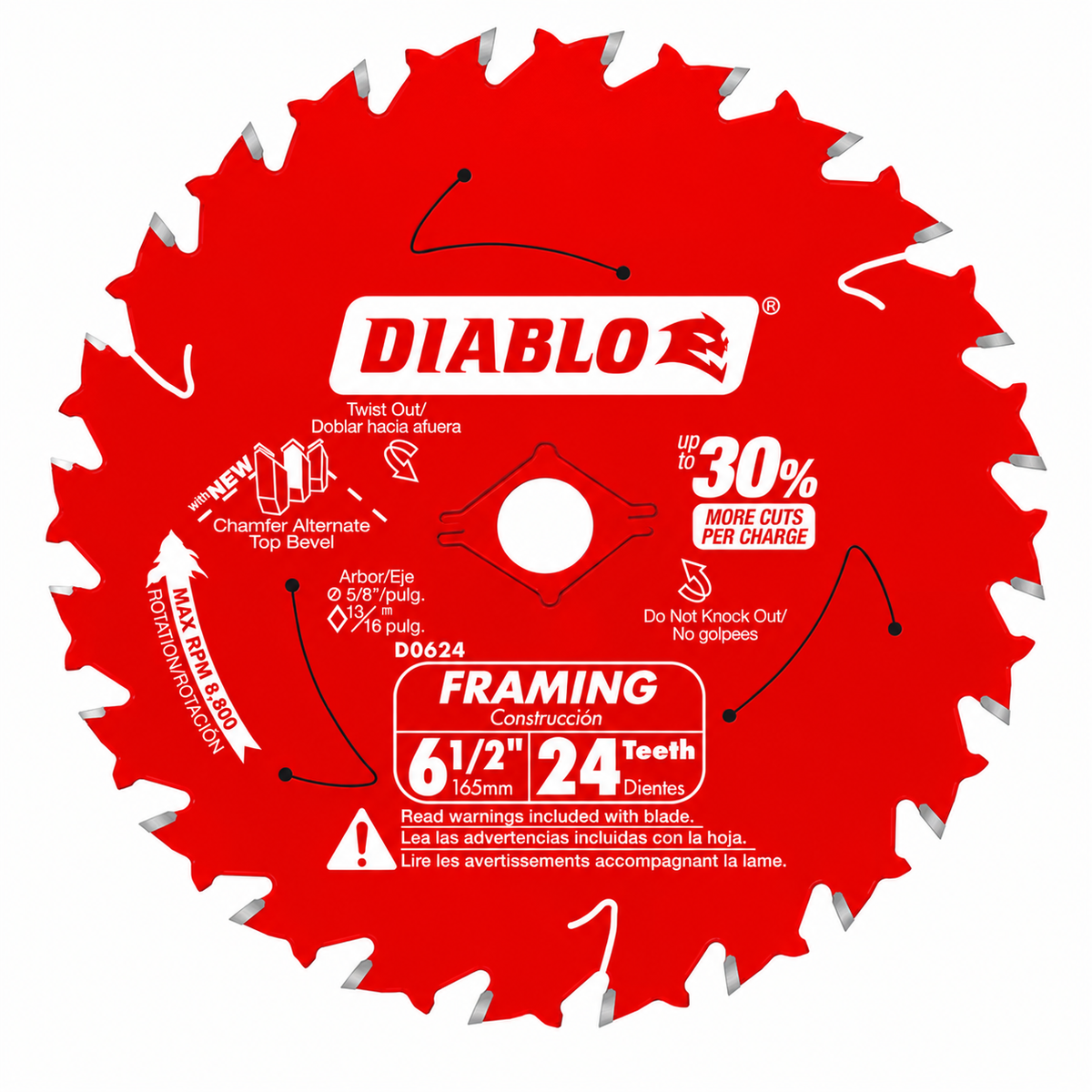 DIABLO D0624RVP 6-1/2 in. 24-Tooth Framing Circular Saw Blades — 2-Pack