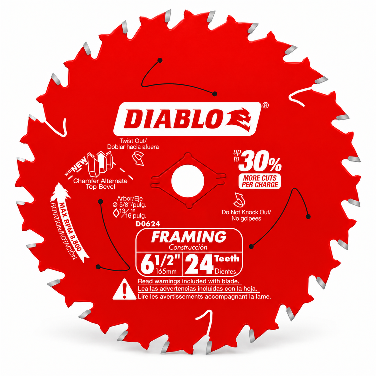DIABLO D0624RVP 6-1/2 in. 24-Tooth Framing Circular Saw Blades — 2-Pack