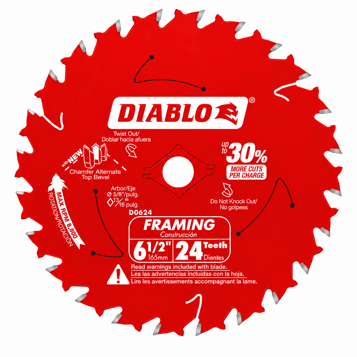 DIABLO D0624RVP 6-1/2 in. 24-Tooth Framing Circular Saw Blades — 2-Pack