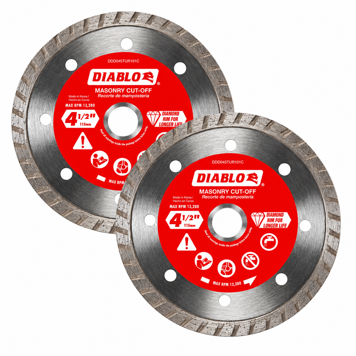 DIABLO DDD045TUR1VP 4-1/2 in. Turbo Rim Masonry Diamond Blades — 2-Pack