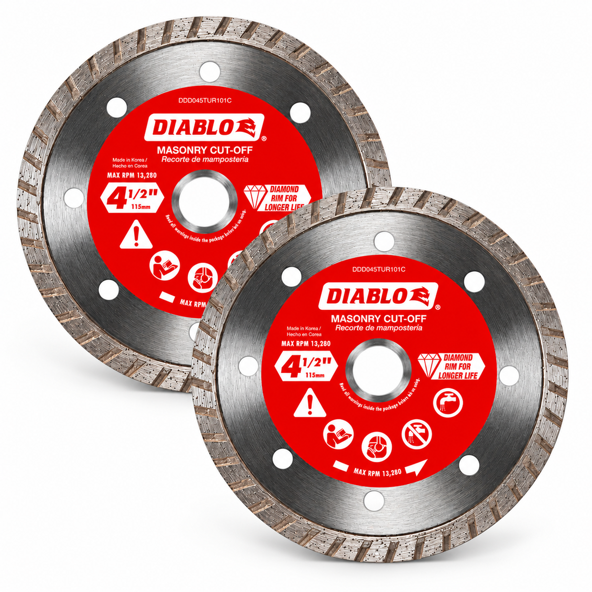 DIABLO DDD045TUR1VP 4-1/2 in. Turbo Rim Masonry Diamond Blades — 2-Pack