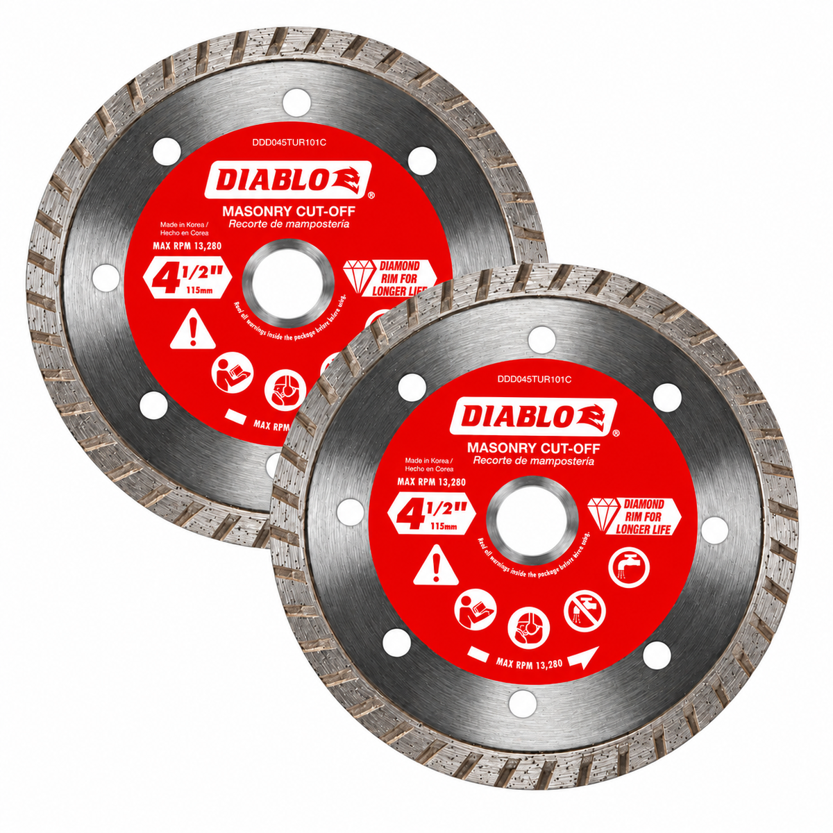 DIABLO DDD045TUR1VP 4-1/2 in. Turbo Rim Masonry Diamond Blades — 2-Pack