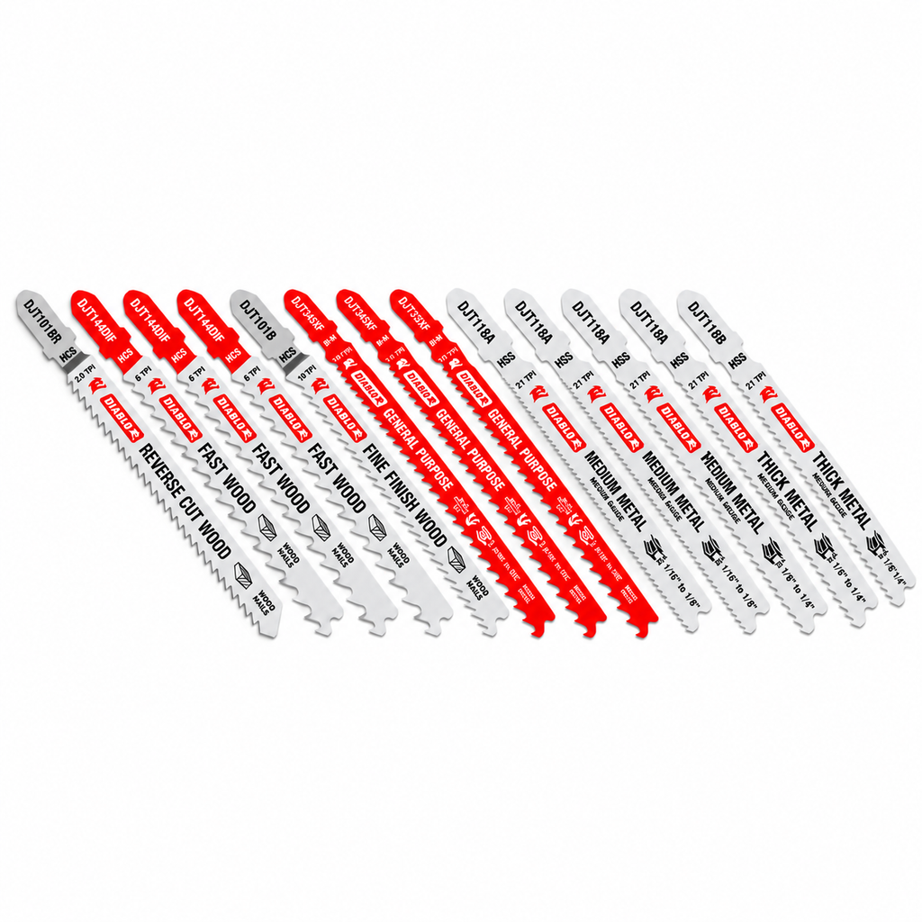 DIABLO DJT12SP T-Shank Jig Saw Blade Set — 12 Pieces