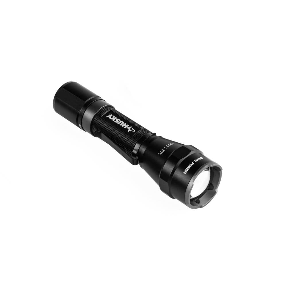 Husky PVL-FLT-0021 1800-Lumen Dual-Power Rechargeable Tactical Flashlight