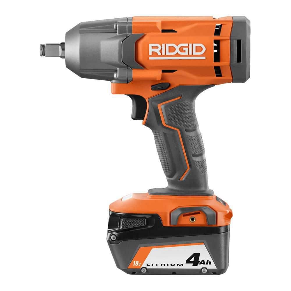 RIDGID R86215K 18V 1/2 in. Impact Wrench Kit with 4Ah Battery & Charger