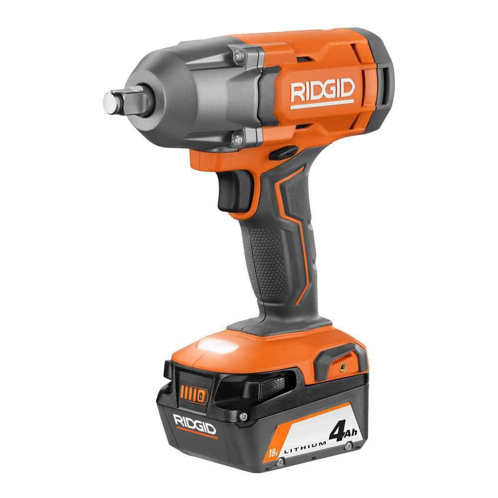 RIDGID R86215K 18V 1/2 in. Impact Wrench Kit with 4Ah Battery & Charger