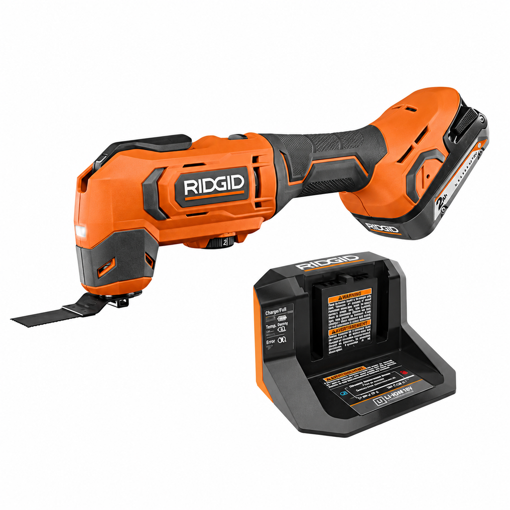 RIDGID R86241K 18V Oscillating Multi-Tool Kit with 2Ah Battery & Charger